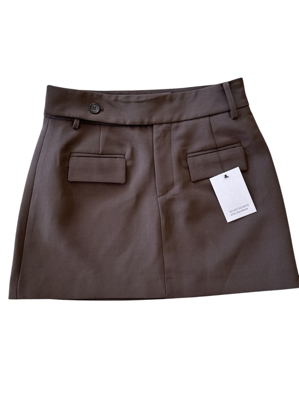 Classic Brown Mini Skirt with Flap Pockets
